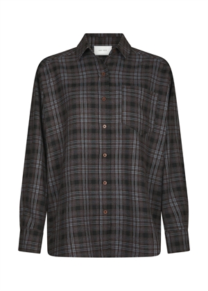 Dalma flannel check skjorte Warm Grey Neo Noir 